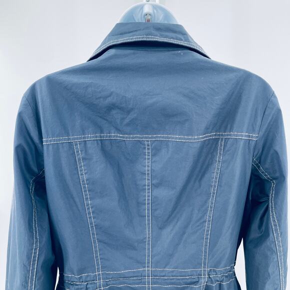 MICHAEL Michaels Kors Navy Blue Zip Adjustable Classic Raincoat Jacket S - Picture 7 of 12